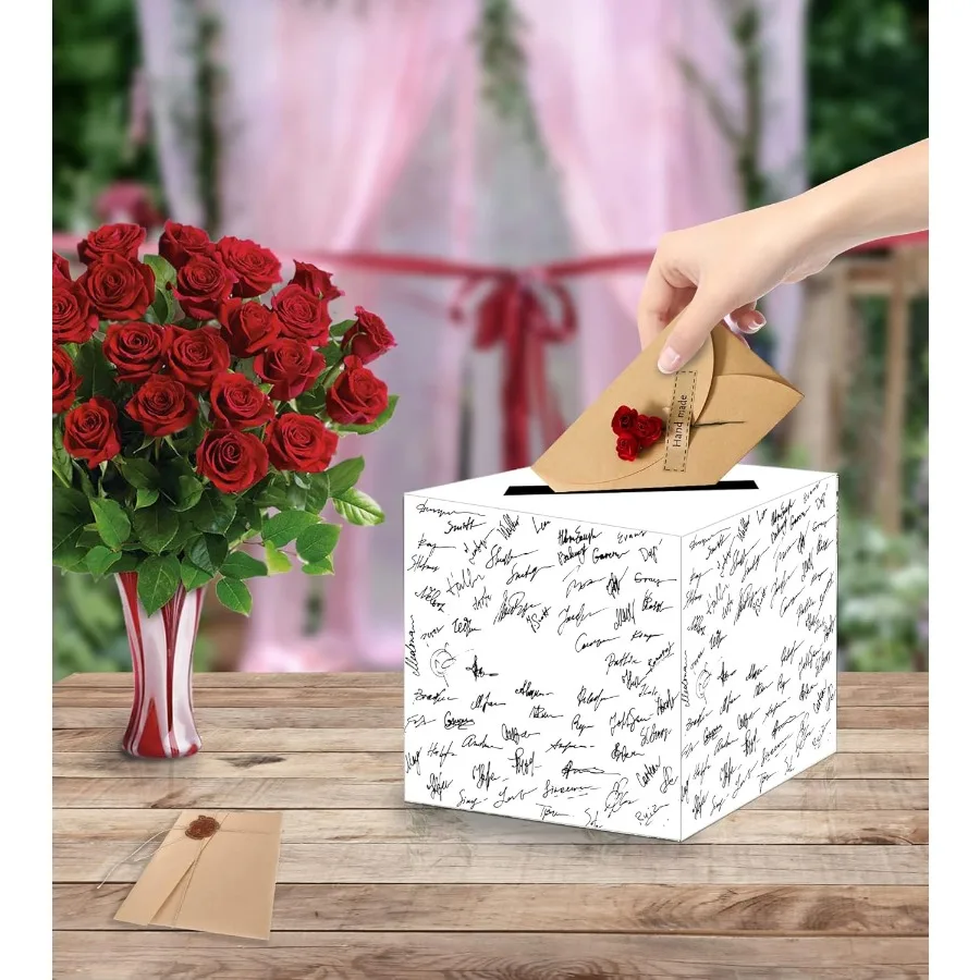 2 Pcs White Card Box Diy Gift Card Box Holder for Wedding Reception Baby Shower Bridal Shower Birthday Party Supplies