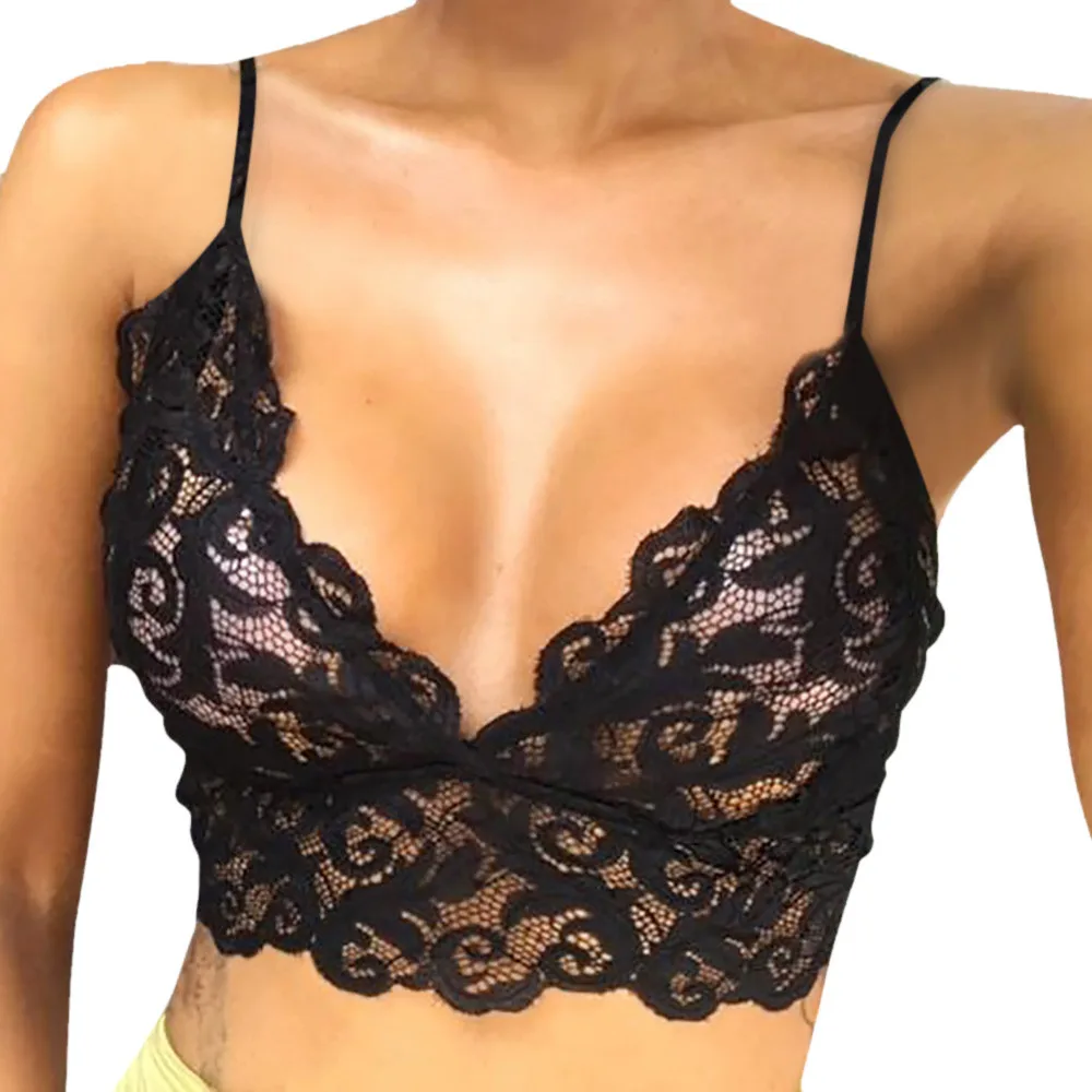 New Women Lace Bras Top Comfortable Bralette Solid Color Sexy Underwear Vest Female Hollow Out Wireless Lingerie Seamless Bra