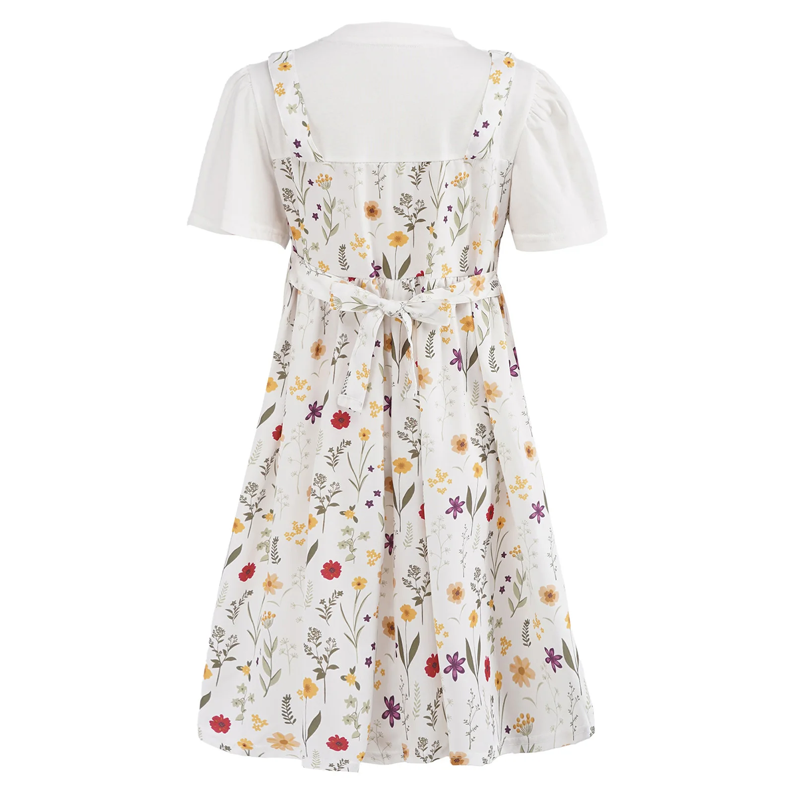 

Girls Floral Print Dress Round Neck Short Sleeve Casual Daily Dress for Children Birthday Vacation Beach Summer Dress