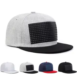 Unisex Square PU Leather Decoration Hip-hop Hats Outdoor Adjustable Casual Baseball Caps Sunscreen Hat