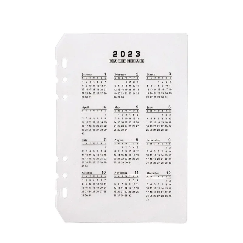 2024 Year Monthly Calendar Transparent Dividers Bookmark Notebook Agenda Notes Planner Loose-leaf Dividers