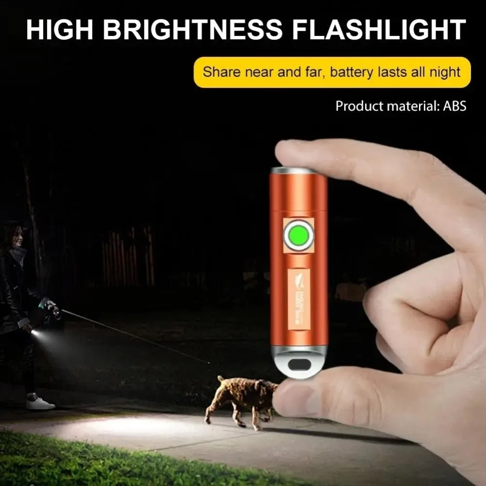 Outdoor Mini Keychain Flashlight 5 Gears Dimmable Stainless Steel LED Torch Compact Waterproof Pocket Flashlight Everyday Carry