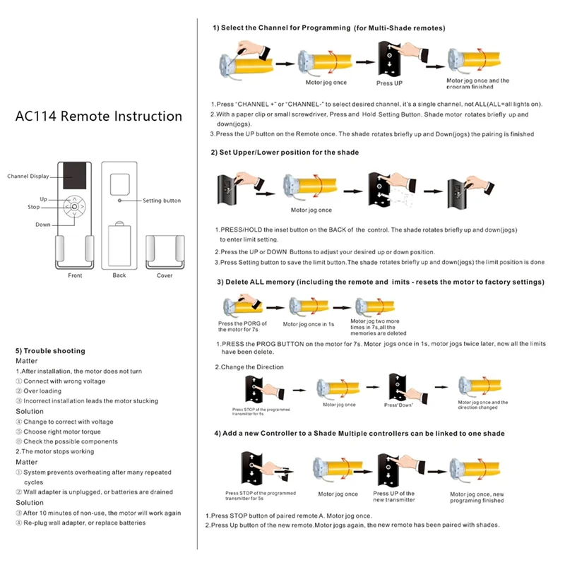AB41-For ظلال الأسطوانة الآلية وستائر القناة تحكم AC114-01، AC114-02، AC114-06، AC114 سلسلة التحكم عن بعد AC114-0 #3