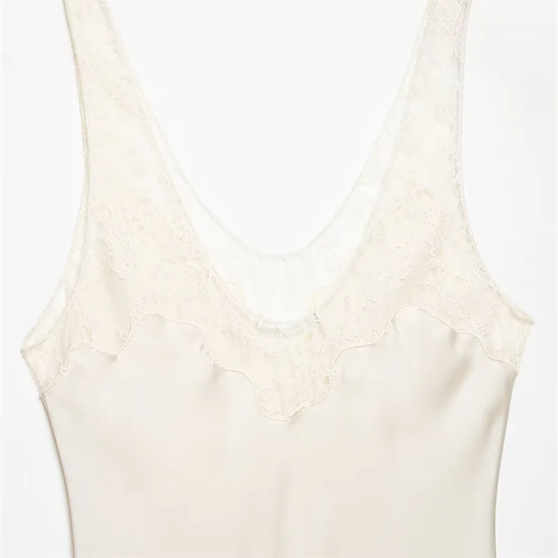 HH Damen Mode Spitze Patchwork Einfarbig Schicke Oberteile V-Ausschnitt Sexy Rückenfreie Ärmellose Schlanke Trägerbluse 2026 Sommer Strand Urlaubskleidung – Detail 9