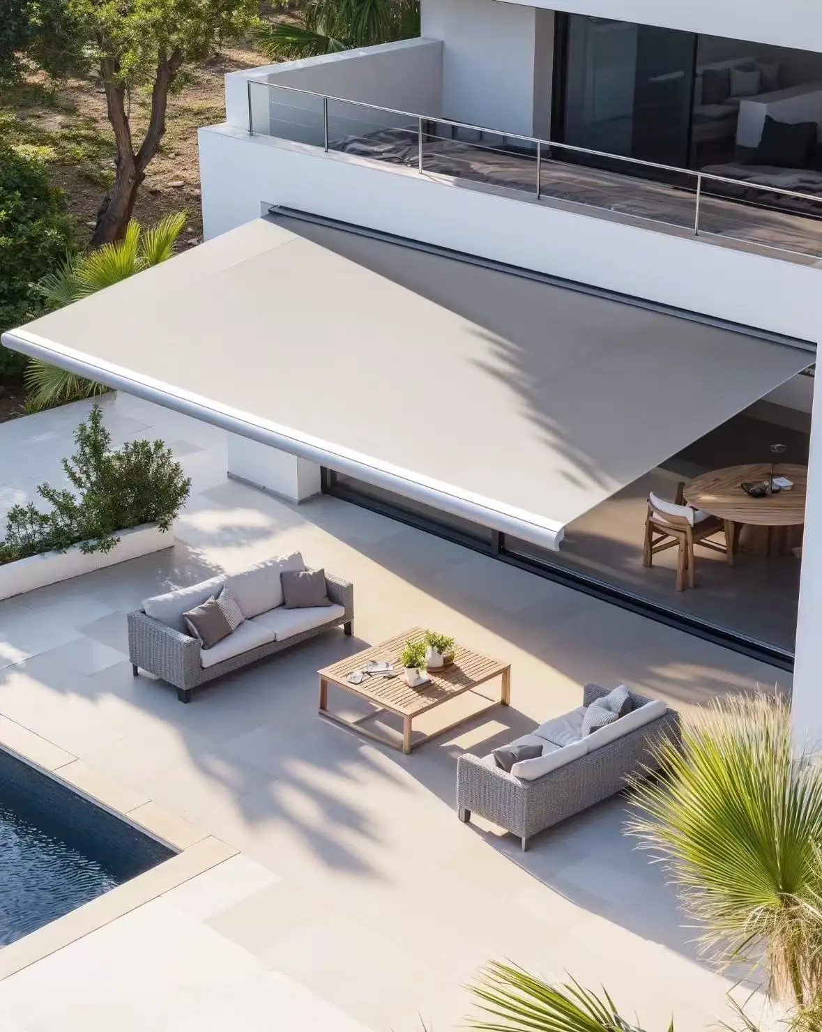 

Folding Arm Sunshade Retractable Awnings for Balcony Outdoor Aluminum Alloy Curved Arm Sunshade Window Retract