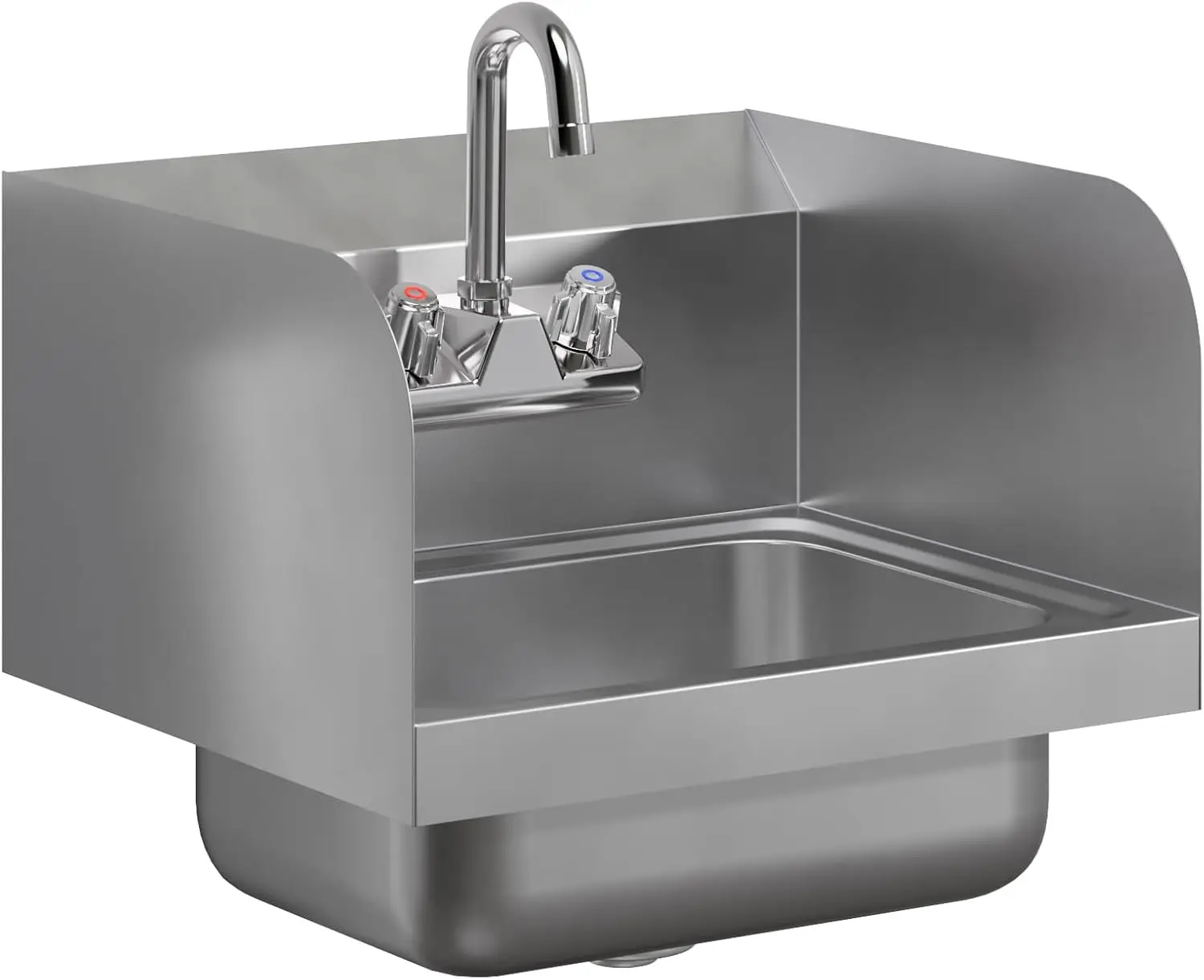 

Stainless Steel Wall Mount Hand Sink 17"x15" with Faucet Commercial Kitchen Home 10"x14" Bowl Size