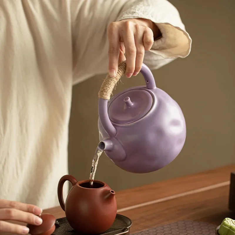 800ML Household Chinese Light Luxury Simple Teapot Kung Fu TeaSet Wai Stove Brewing Tea Lifting Beam Pot Ceramic Brewing Teapot