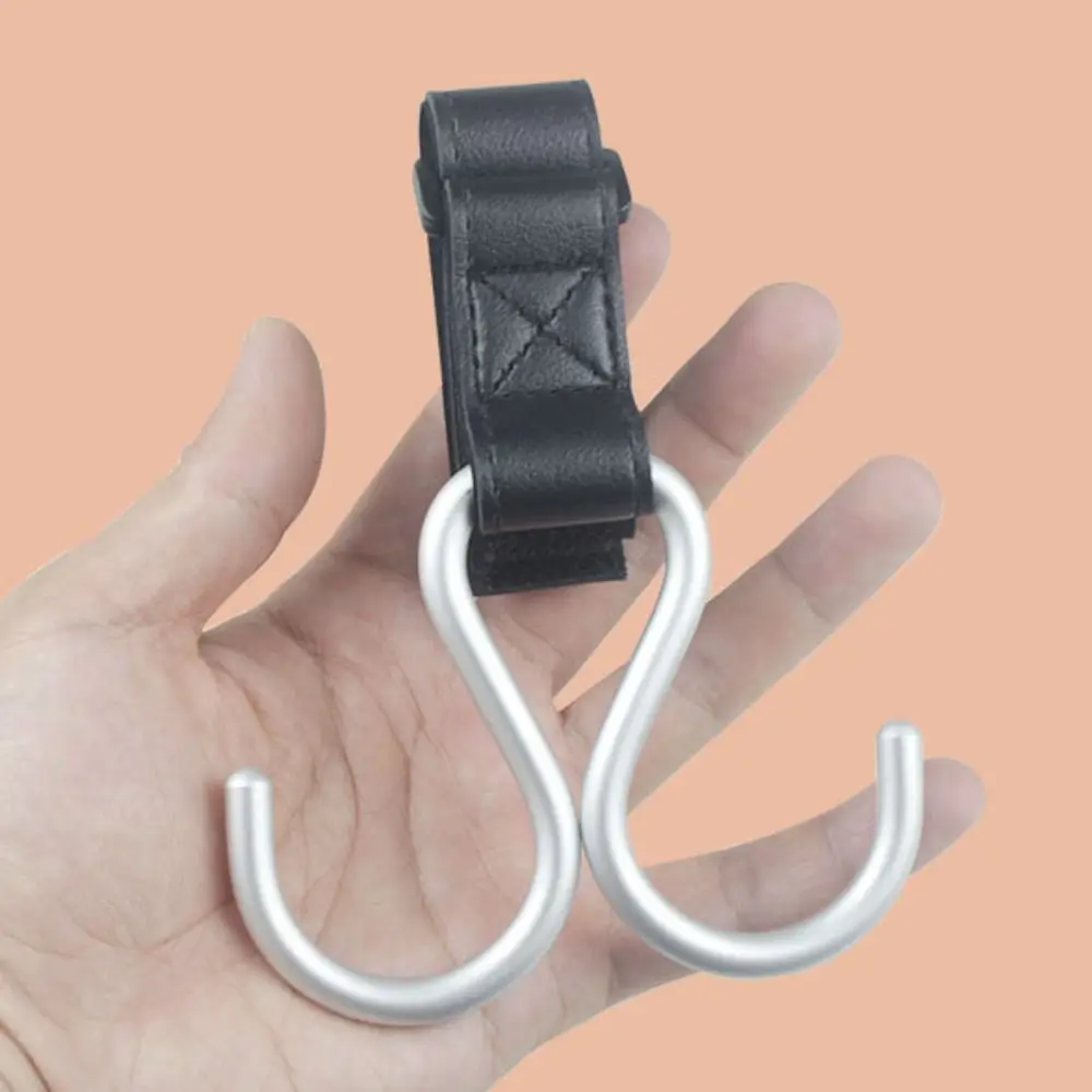 

Cute S Shape Baby Stroller Hooks Double Hook Solid Color Hanging Hook Cart Organizer PU Stroller Accessories Cart