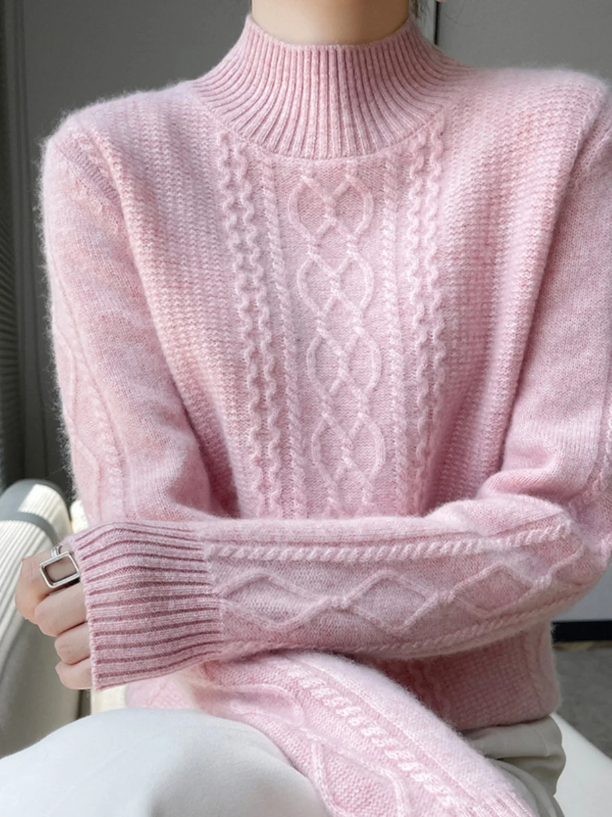 Women's f High Collar Base irt Autumn Winter Inner Wear Sweater Warmth Emitting Camere Long Sve Regular Fit Crew Ne