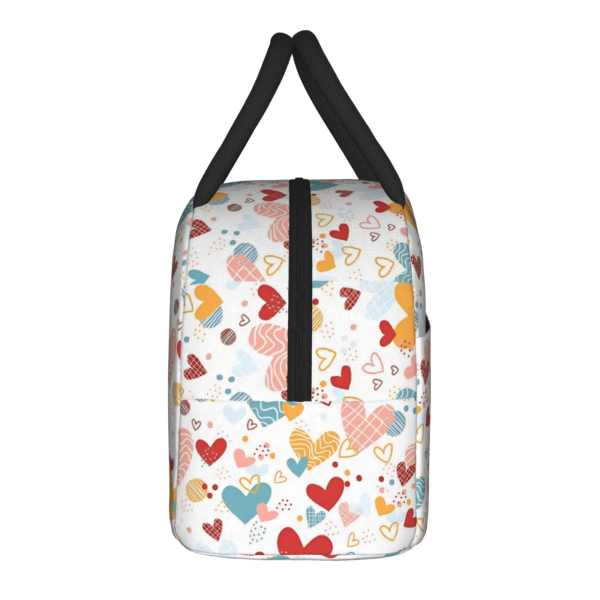 Abstract Hearts Pattern  Insulated Lunch Bag Thermal Bag Reusable,Meal Container  Portable Tote Lunch Box Girl Boy Work  Travel