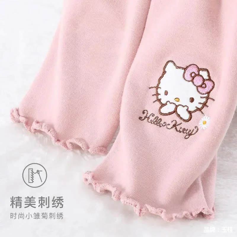 Sanrio Hello Kitty autumn new girls leggings spring and autumn children\'s trousers children\'s pure cotton plush pants