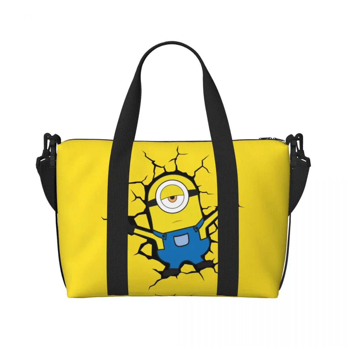 

Custom M-Minions Broke The Wall Tote Bag Women Large Capacity Beach Gym Shoulder Travel Bag