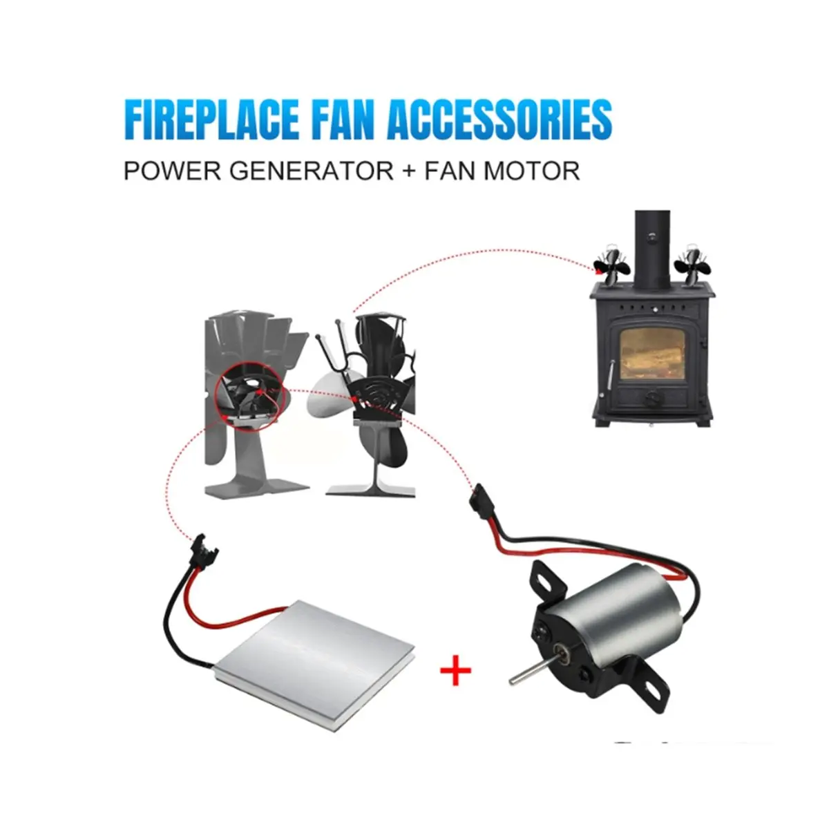 Fireplace Fan Accessories Motor Set for Stove Burner Fan Fireplaces Fan Electric Machinery Electric Power Generator Set