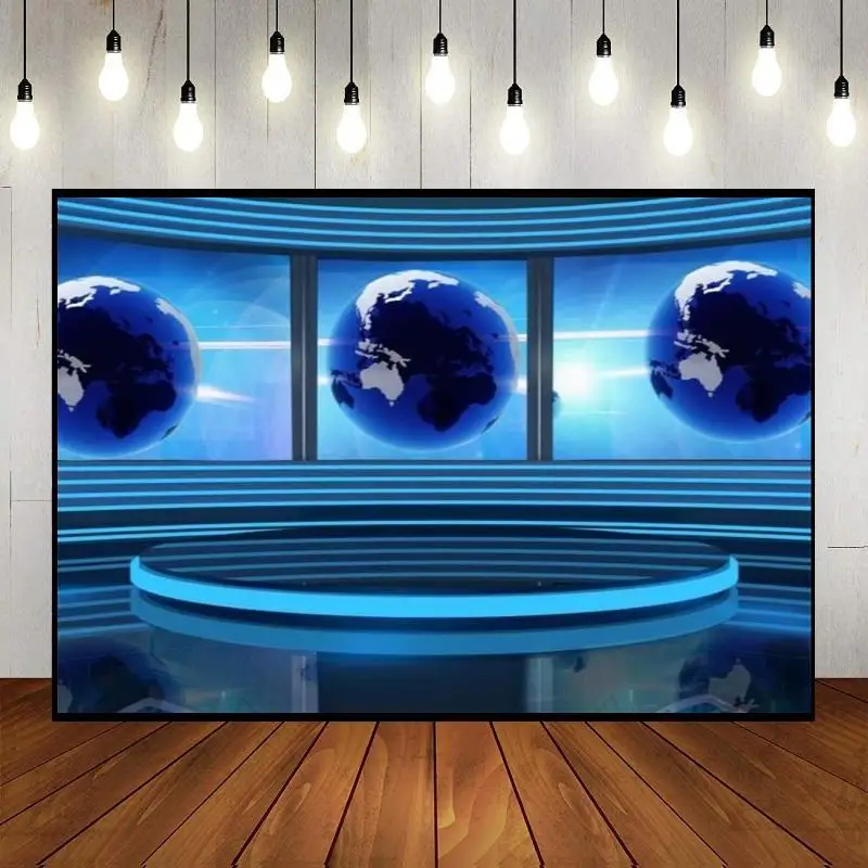 News Event Show Live Studio Press Conference Breaking TV Interior Broadcasting Broadcast Hall Background Photo Party Decoration