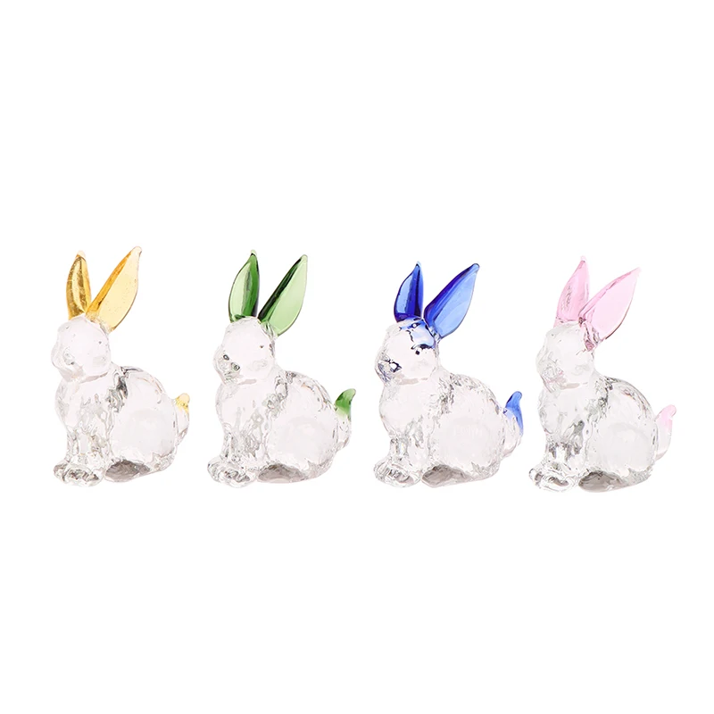 Crystal Glass Rabbit Statue Mascot Animal Handmade Figurines Ornaments For Garden Home Living Room Office Table
