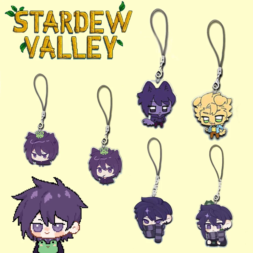 Game Stardew Valley Sebastian Cosplay Keychain Rope Phone Chain Acrylic Key Chain Keyring Figure Pendant Bag Accessories Props