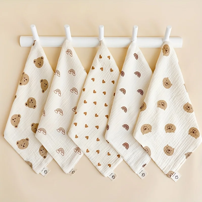 

3Pcs/lot Baby Bibs for Boys Girls Muslin Newborn Saliva Towel Rainbow Love Printed Soft Square Burp Towels Infant Care Items