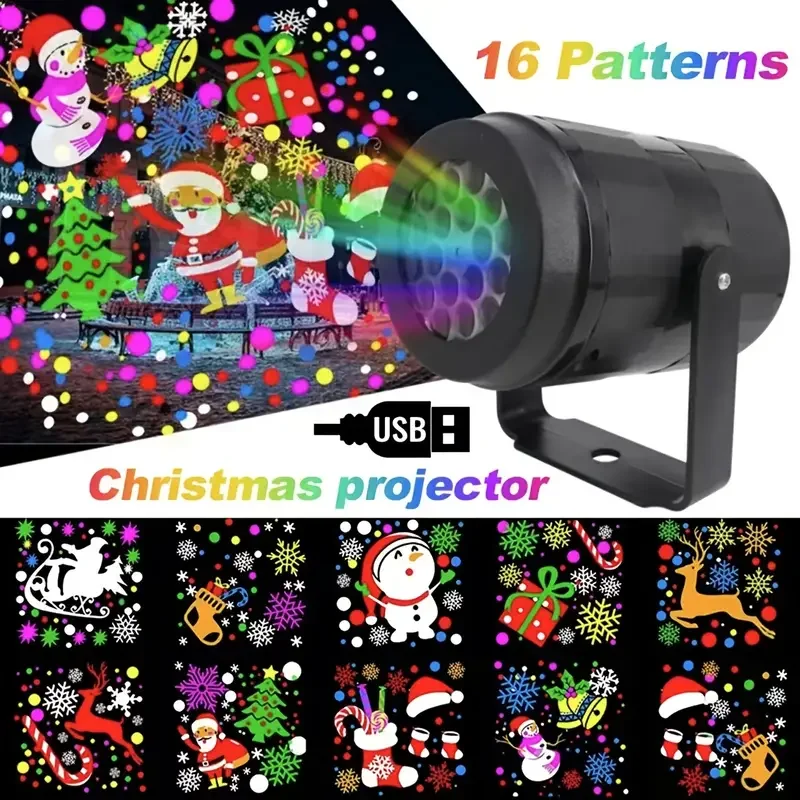 Christmas Projector Lights Indoor Outdoor 16 Patterns Led Projector Light Christmas Decorations Lighting for Xmas Holiday Party