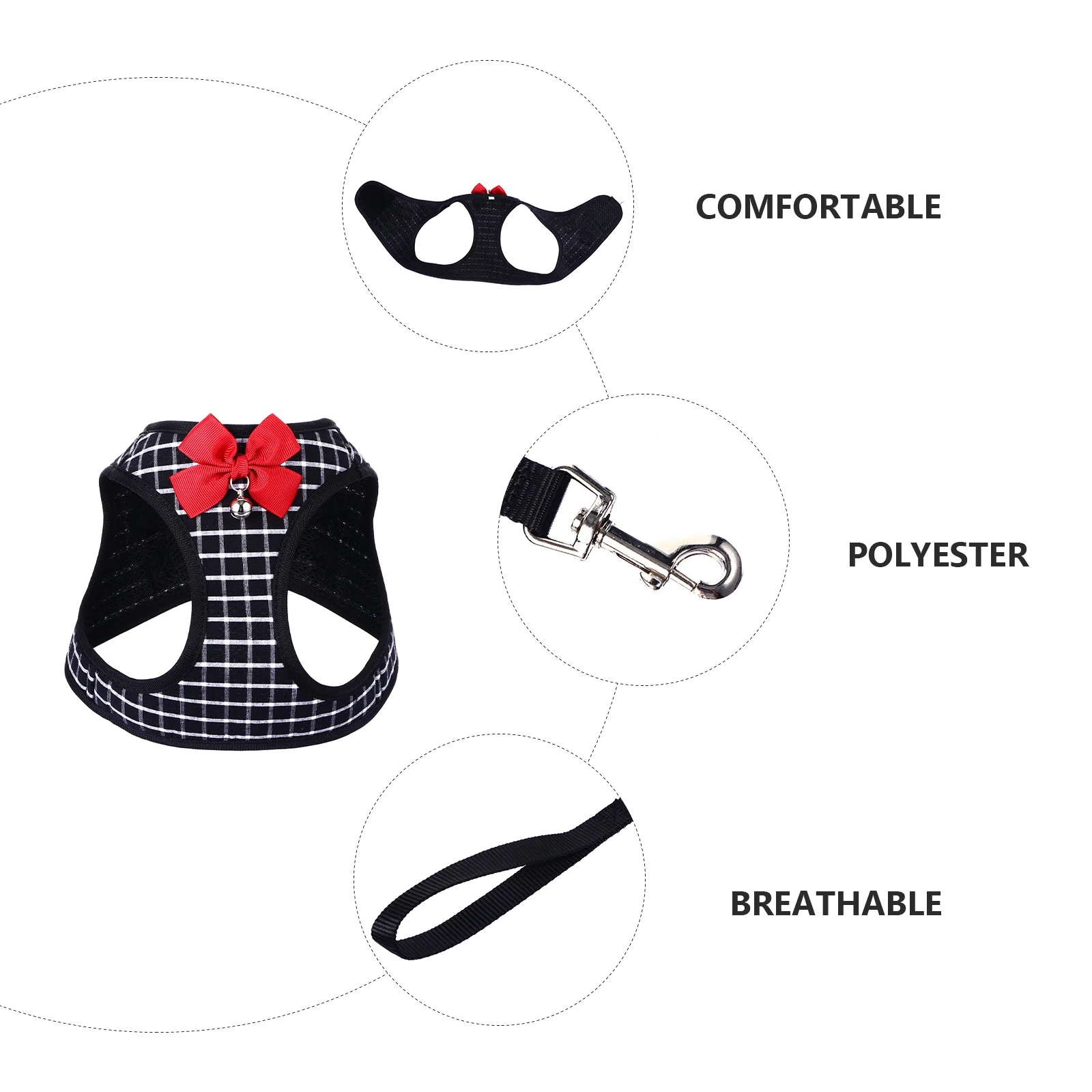 

Pet Harness Set For Small Pets, Adjustable Bowknot Dog Vest With Leash, Durable Pet Chest Strap, Dog Vest Harness For Cats