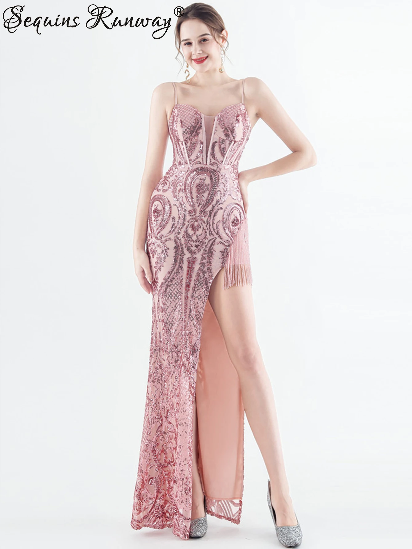 Vestido sexi de verano con lentejuelas y espalda descubierta para mujer, vestidos elegantes para cóctel y graduación, vestidos largos de noche de boda de lujo para mujer