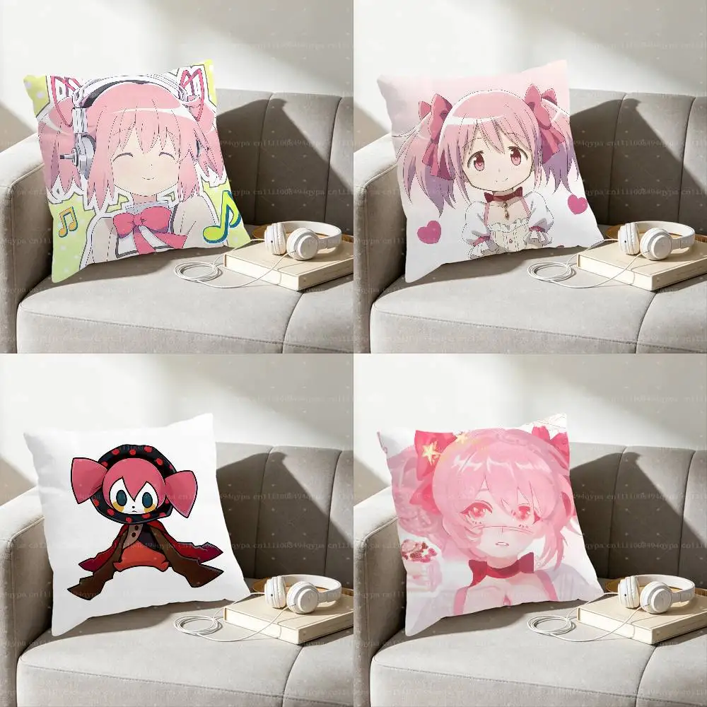 M-Madoka Magica Square Cushion Pillow Case Sofa  Bedroom/Living Room Backrest Multiple Sizes Washable Covers