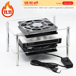 USB Cooling Rack With Fan For Router Optical Modem TV Box Hard Driver Mobile Hard Disk 12cm Silent Fan Heat Sink With Switch