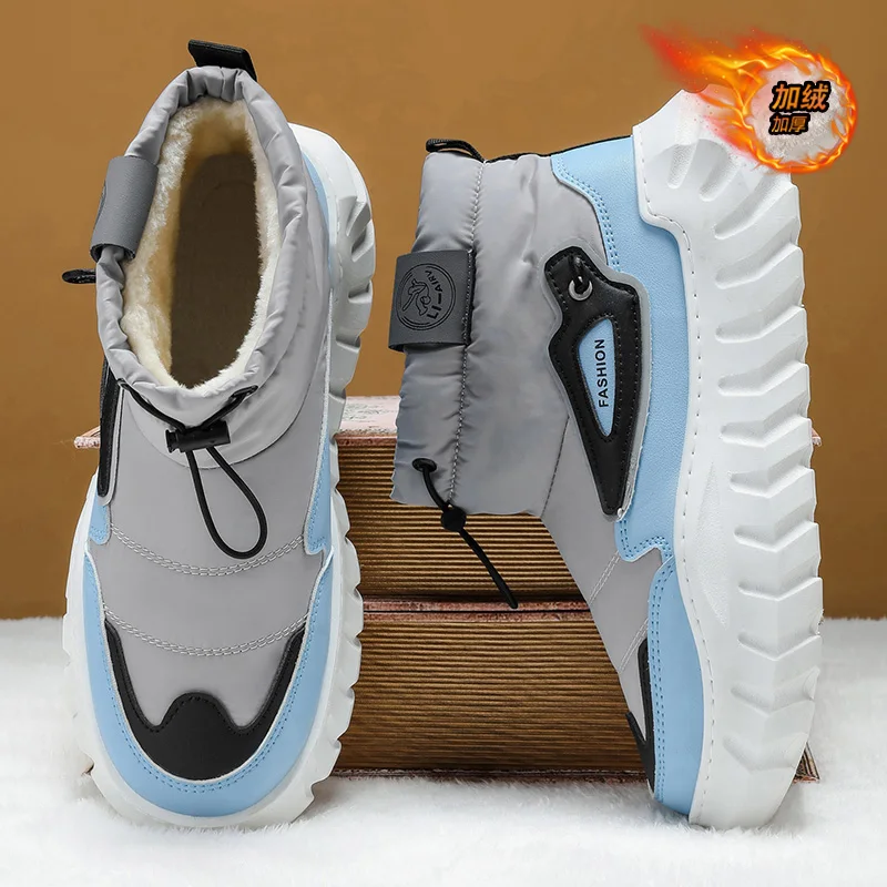 

Men's Warm Winter Boots Waterproof Non-Slip Plush Lined Sneaker Shoes Winter Slippers Comfortable Male Tenis Boots