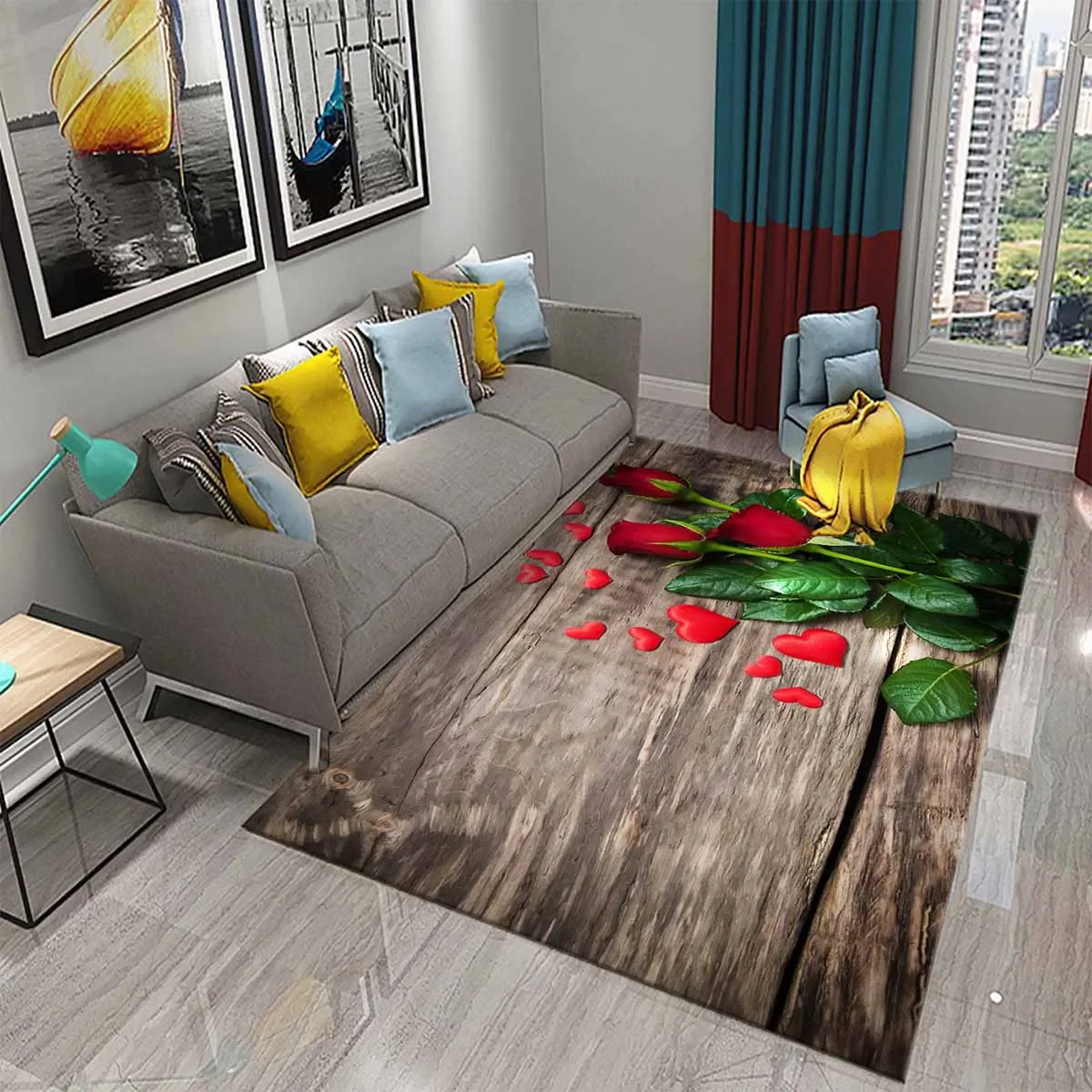 Planks and Flowers Carpet Board Floral Rug Retro Country Style Rectangle Area Rugs Yoga Mats Bedroom Living Room Decor Door Mat