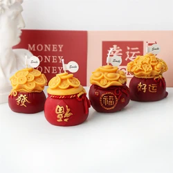 4 Style Money Fortune Bag Candle Silicone Mold DIY Good Luck Gypsum Form Carving Art Aromatherapy Plaster Home Decoration
