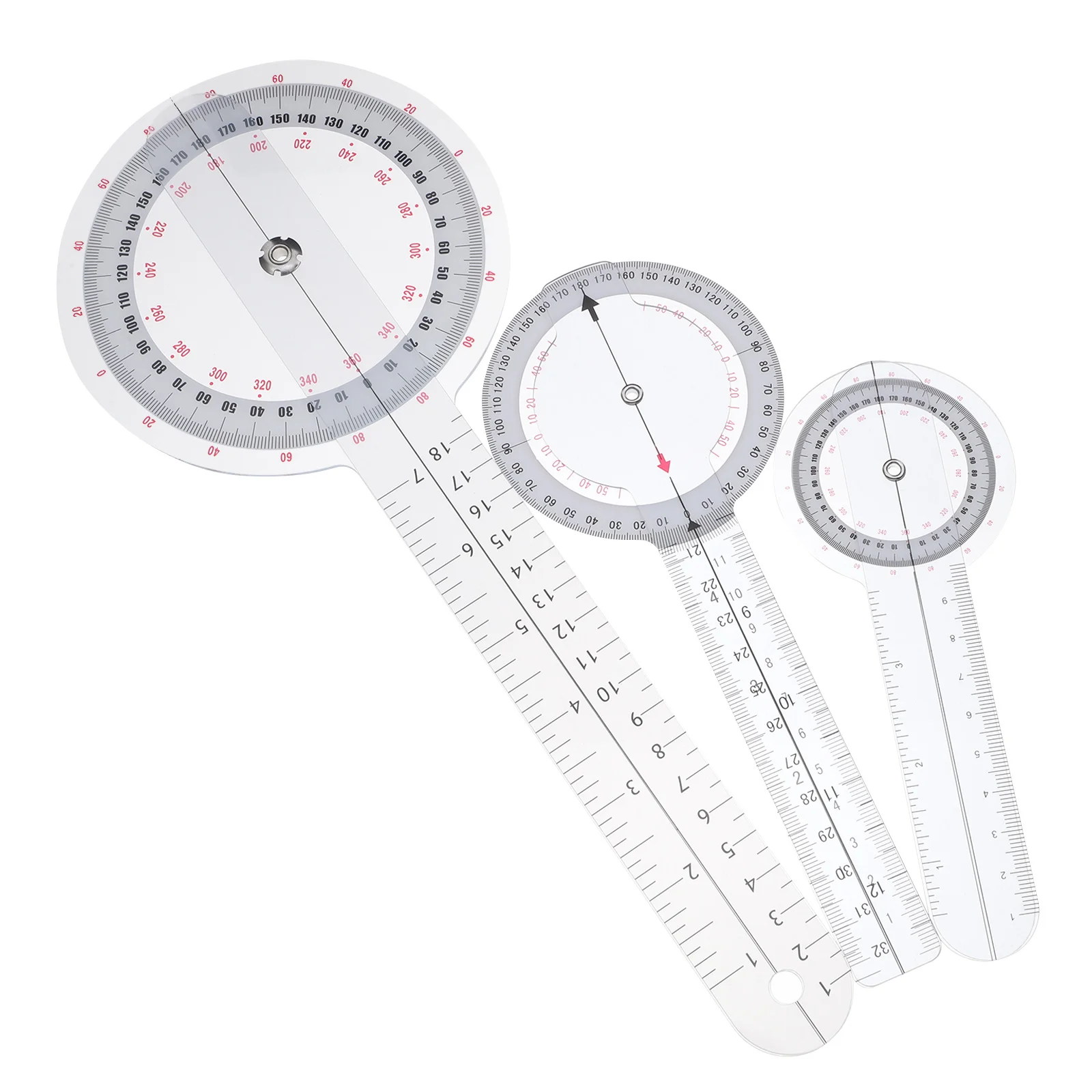 3Pcs Angle Protractor Set Medical Grade Measuring Goniometer for Finger Toe Movement Transparent Precision Ruler Portable