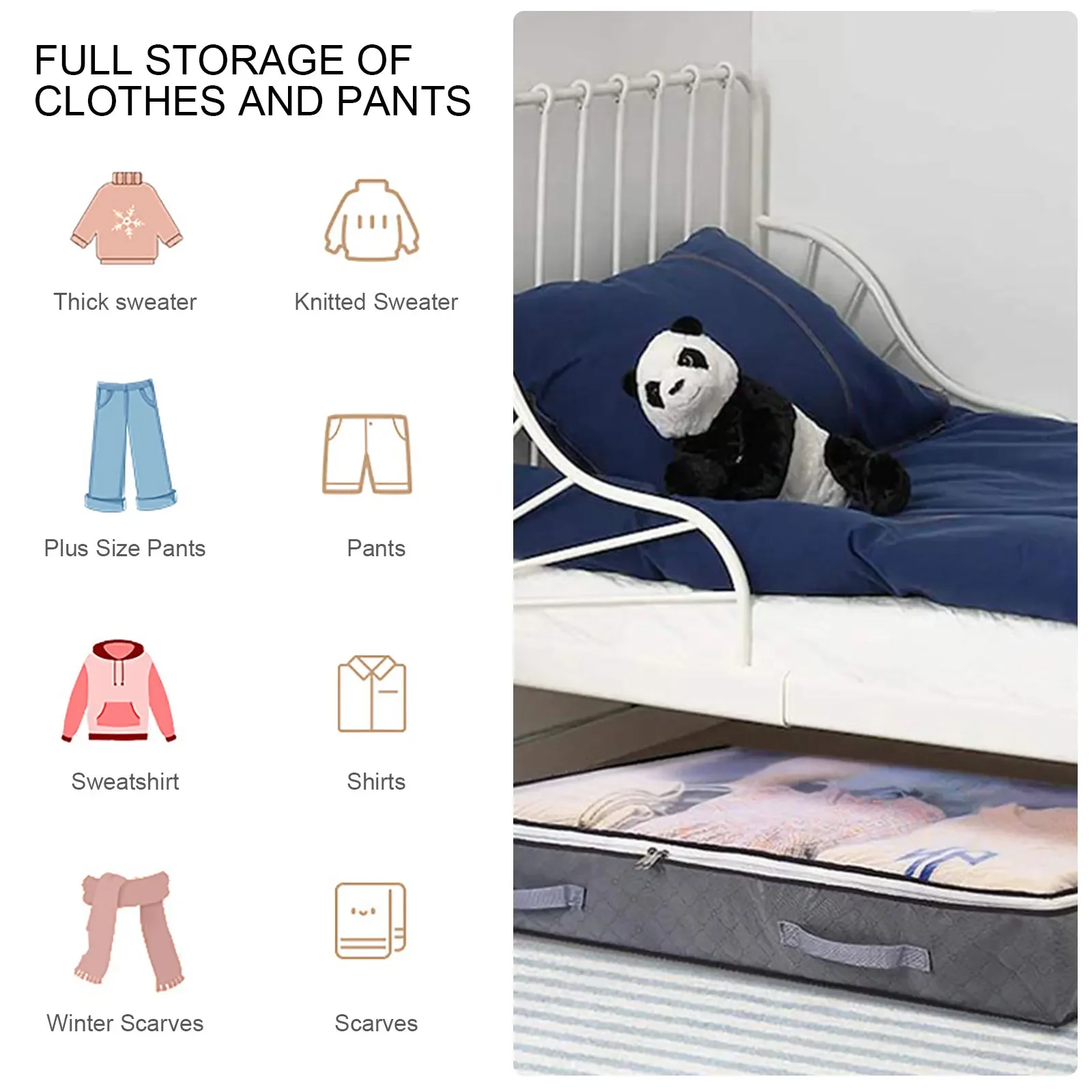 1-5pcs Underbed Storage Bag For Portable Foldable Quilt Bag Wardrobe Clothes Storage Box Dustproof Organizer Large Capacity