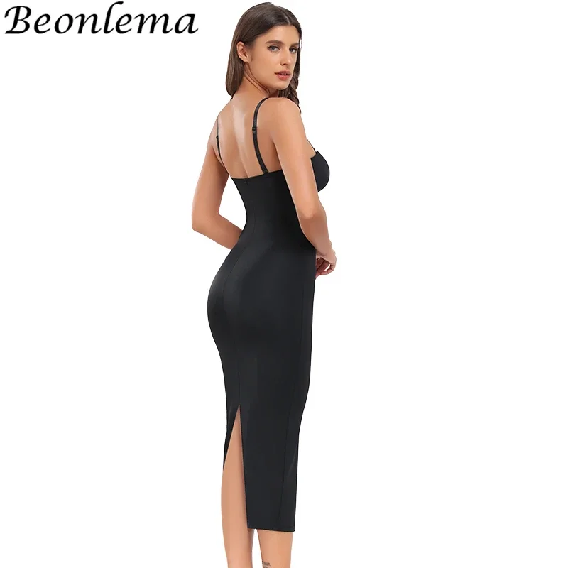 Beonlema Sexy Split Dress Shapers Woman Waist Trainer Body Shaper Tummy Slimming Underwear Full Slips With A Bra