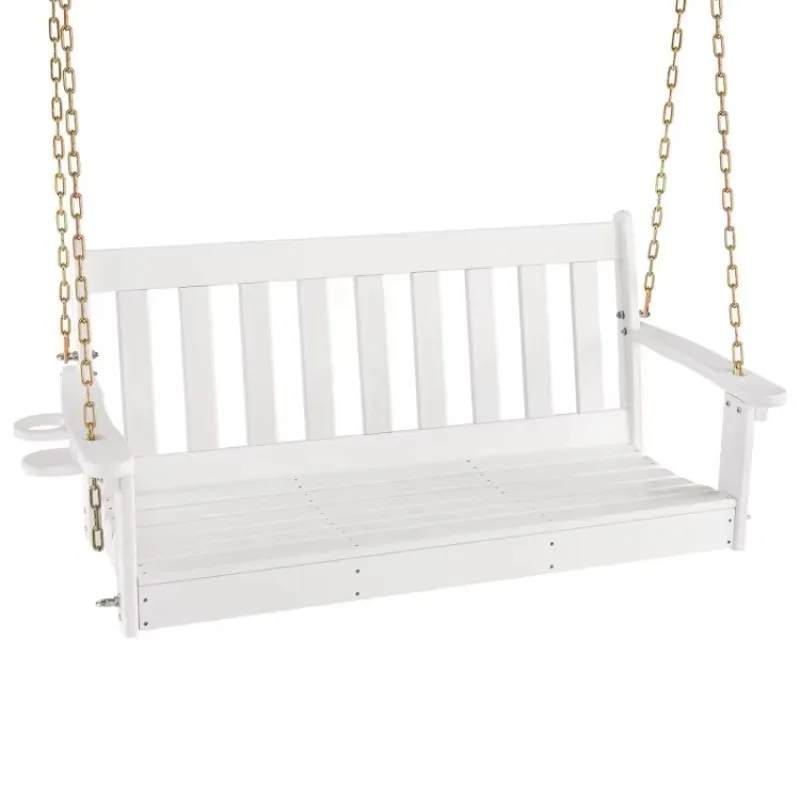 Comfortable Wooden White Outdoor Garden Metal Porch Swing Set Adult Patio