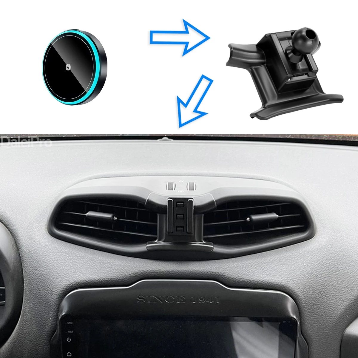 Für Jeep Renegade 2015 2016 2017-2026 Auto-Handyhalterung Kabelloses Ladegerät Halterung Automatische Klemmung Starker Magnetischer Halter – Detail 2