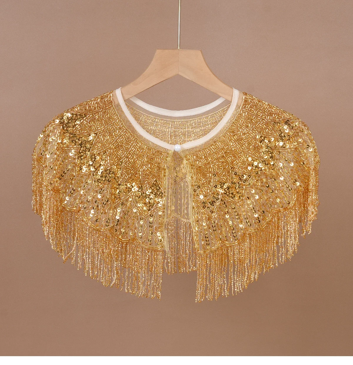 

Heavy industry nail bead tassel lace decoration collar,Cloud shoulder cheongsam accessory lace fake collar