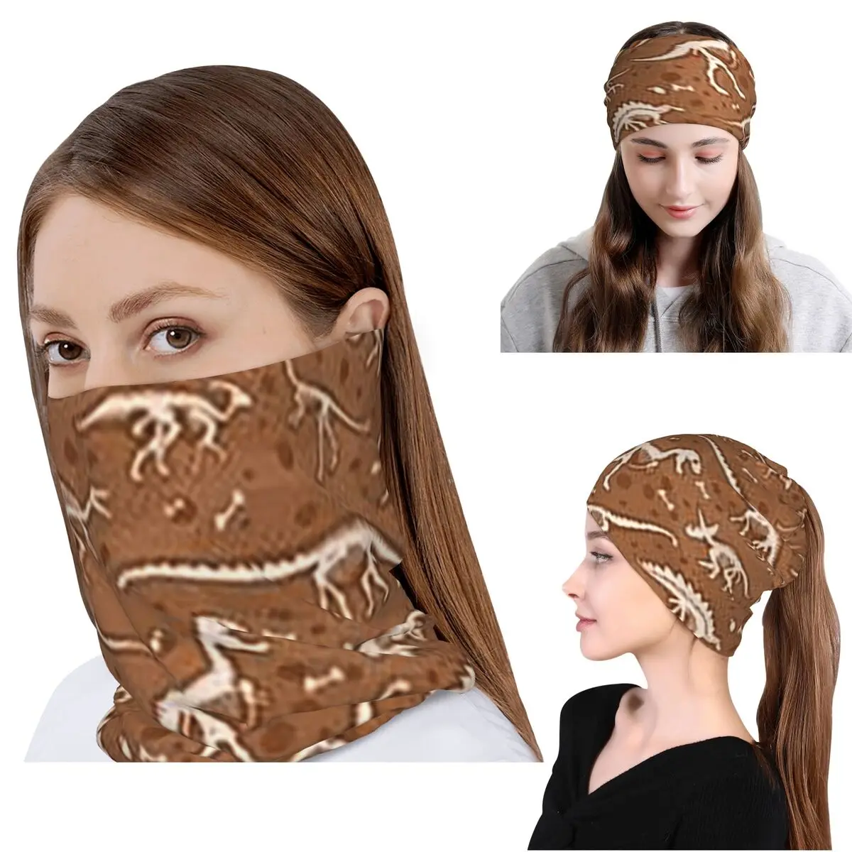 

Dinosaur Fossils Halloween Bandana Neck Cover Face Scarf Multi-use Headwear Beanies Hat Unisex Adult Winter