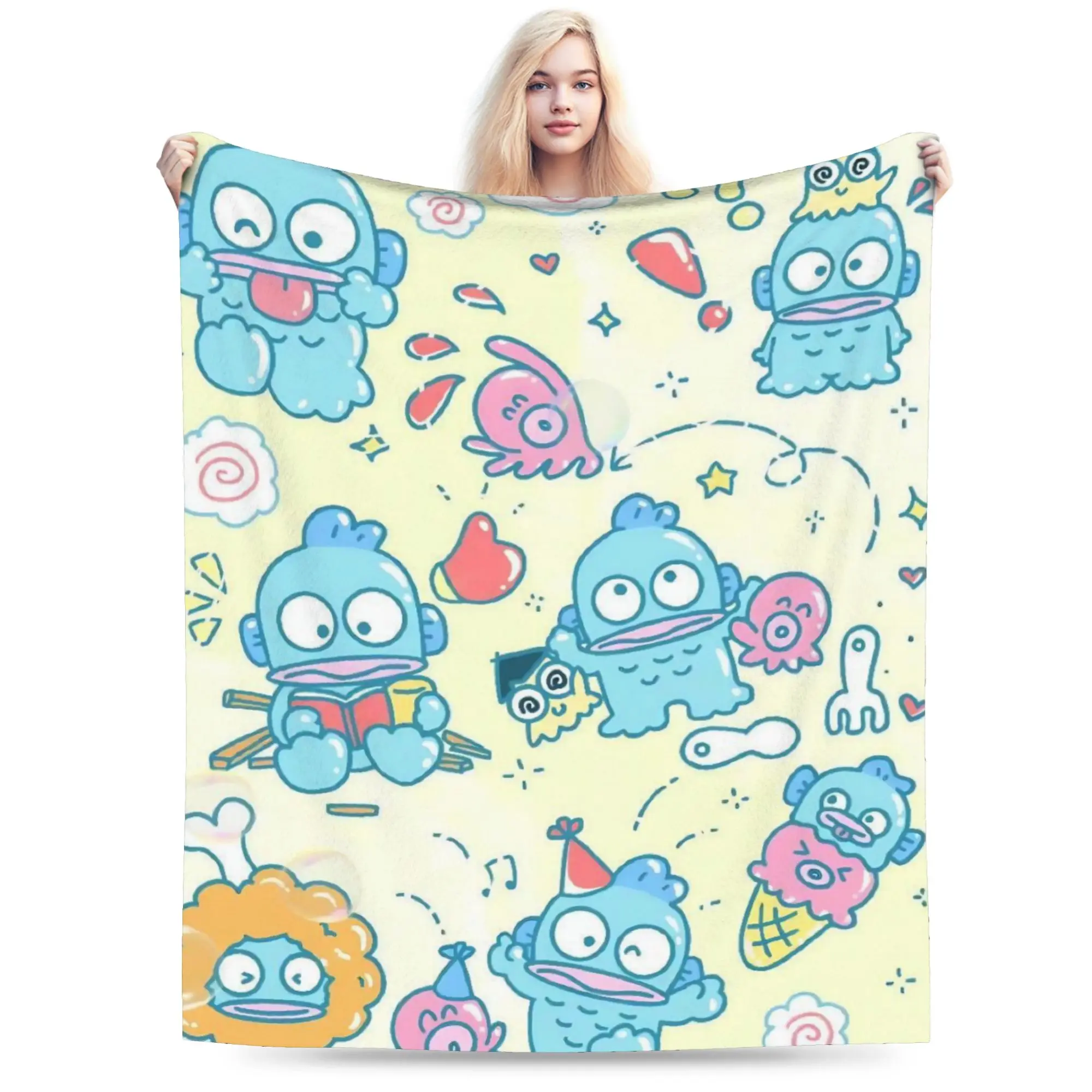 

Hangyodon Cartoon Blanket Fleece Spring Autumn Multifunction Super Soft Throw Blankets for Home Bedroom Rug Piece