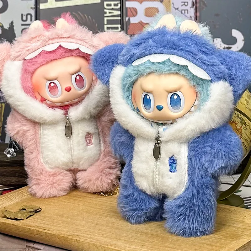 

Только одежда подходит для Labubu, одежда для кукол с подвеской 17 см, синяя, розовая акула, цельная милая плюшевая кукла, одежда