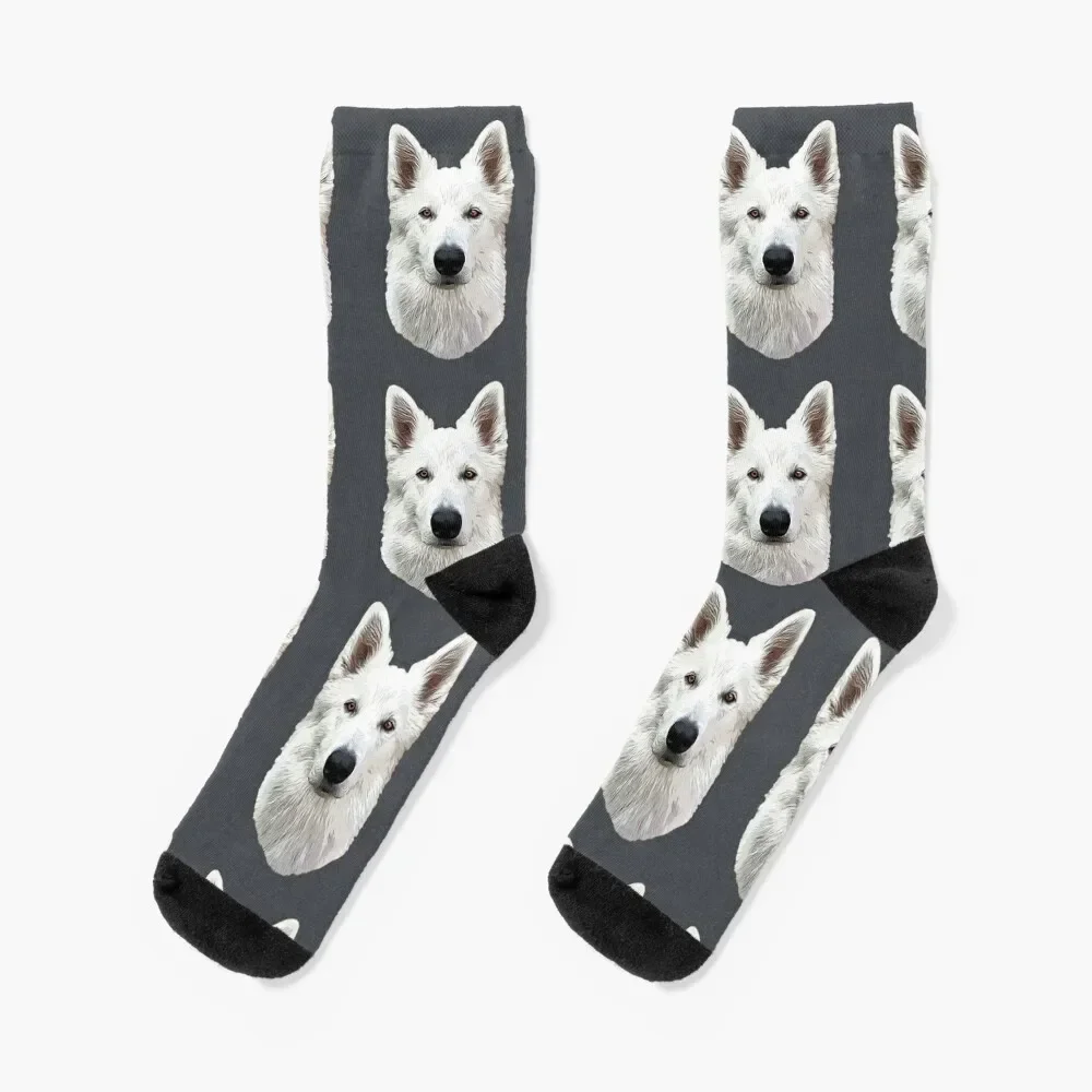 White Swiss Shepherd Dog Socks happy gift moving stockings winter thermal Men Socks Luxury Brand Women's