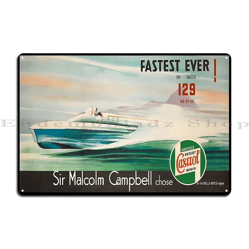 Fastest Ever On Water 1937 Vintage Poster Metal Signs Club Living Room Personalized Cinema Rusty Tin Sign Poster