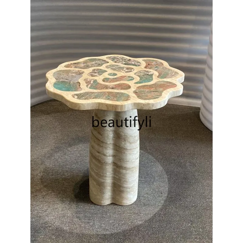 

Natural Marble Luxury Stone Dining Table Villa Mansion Large Flat Floor Living Room Petal Side Table