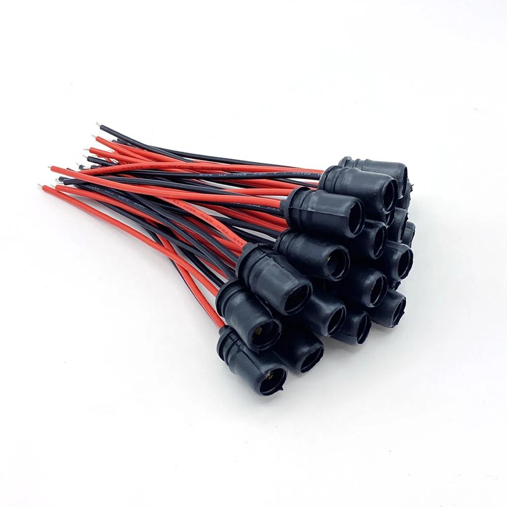 Rubber straight connector with wires, w5w lamp connectors, T10 lamp Chuck, T10 auto lamp connector with wires