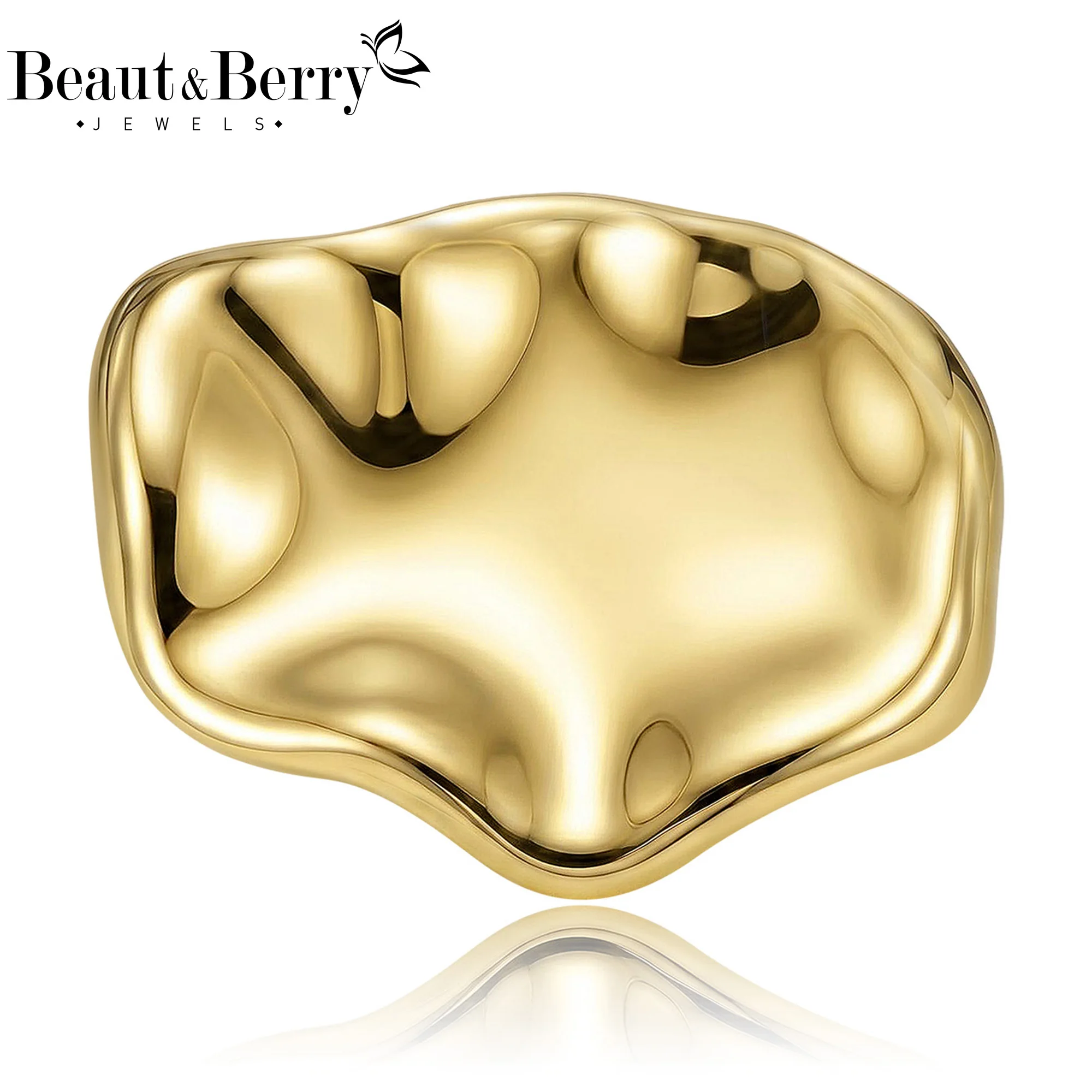 

Beaut&Berry Luxury Stainless Steel Irregular Round Brooches for Women Unisex Creative Pins Casual Party Jewelry Accessories Gift