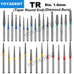 TR Type Dental Diamond Burs Dentistry Drills Dental Burs for High Speed Turbines Dental Lab Polishing Dia.1.6mm 10Pcs/Pack