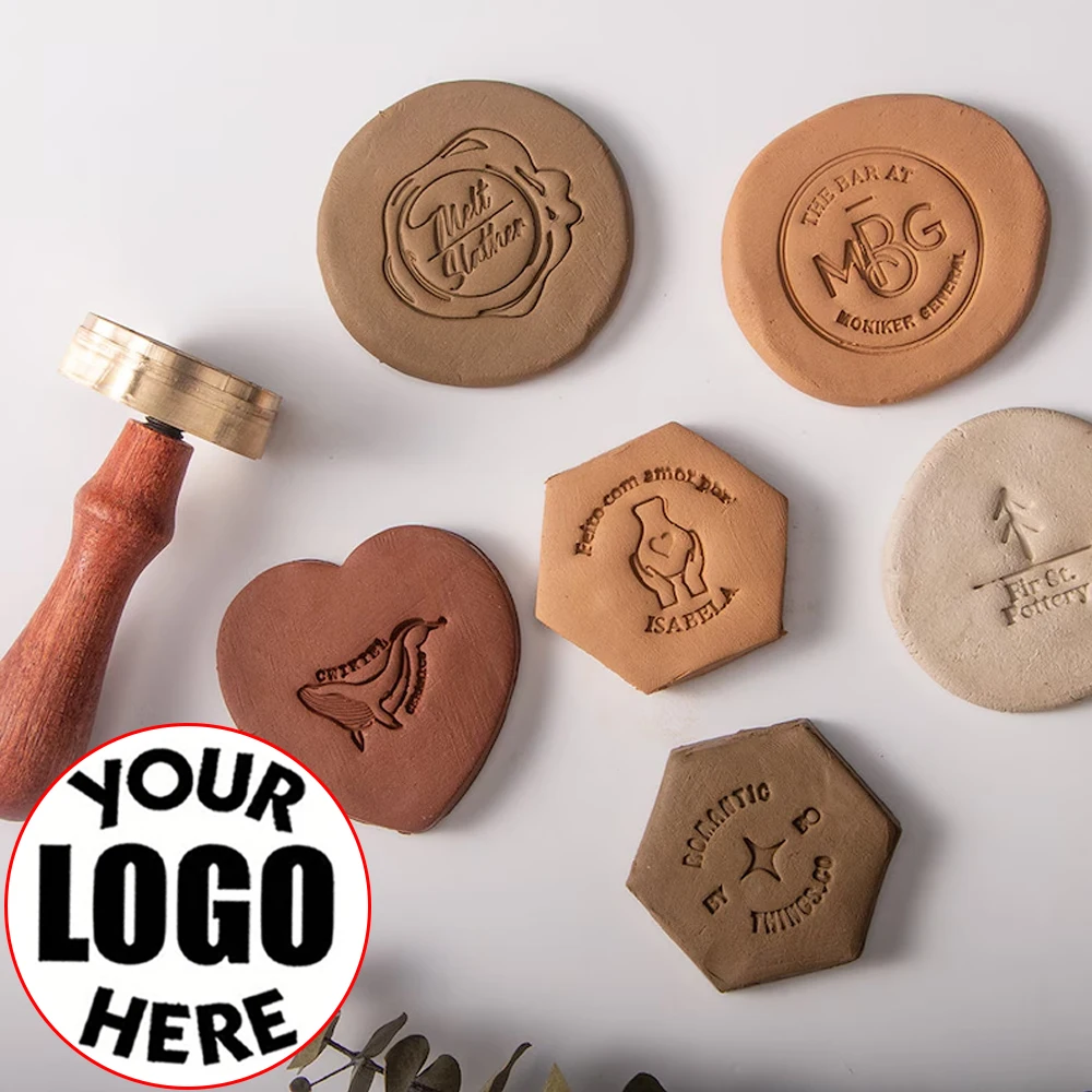 Custom Brass Pottery Stamp for Clay Seals Custom With Own Logo Design Ceramic Stamp Ice Soap Personalized Clay Signature Stamps