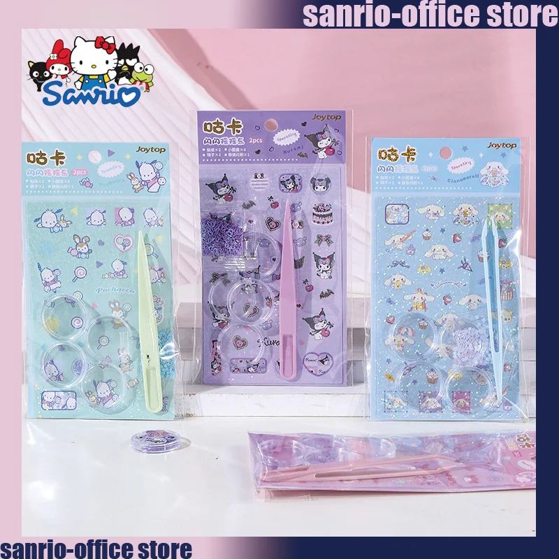 8pcs Sanrio Stickers Stationary Guka Toys Sparkling Shake Sticker Cartoon Kuromi My Melody 4 Color Student Stationery Supplies