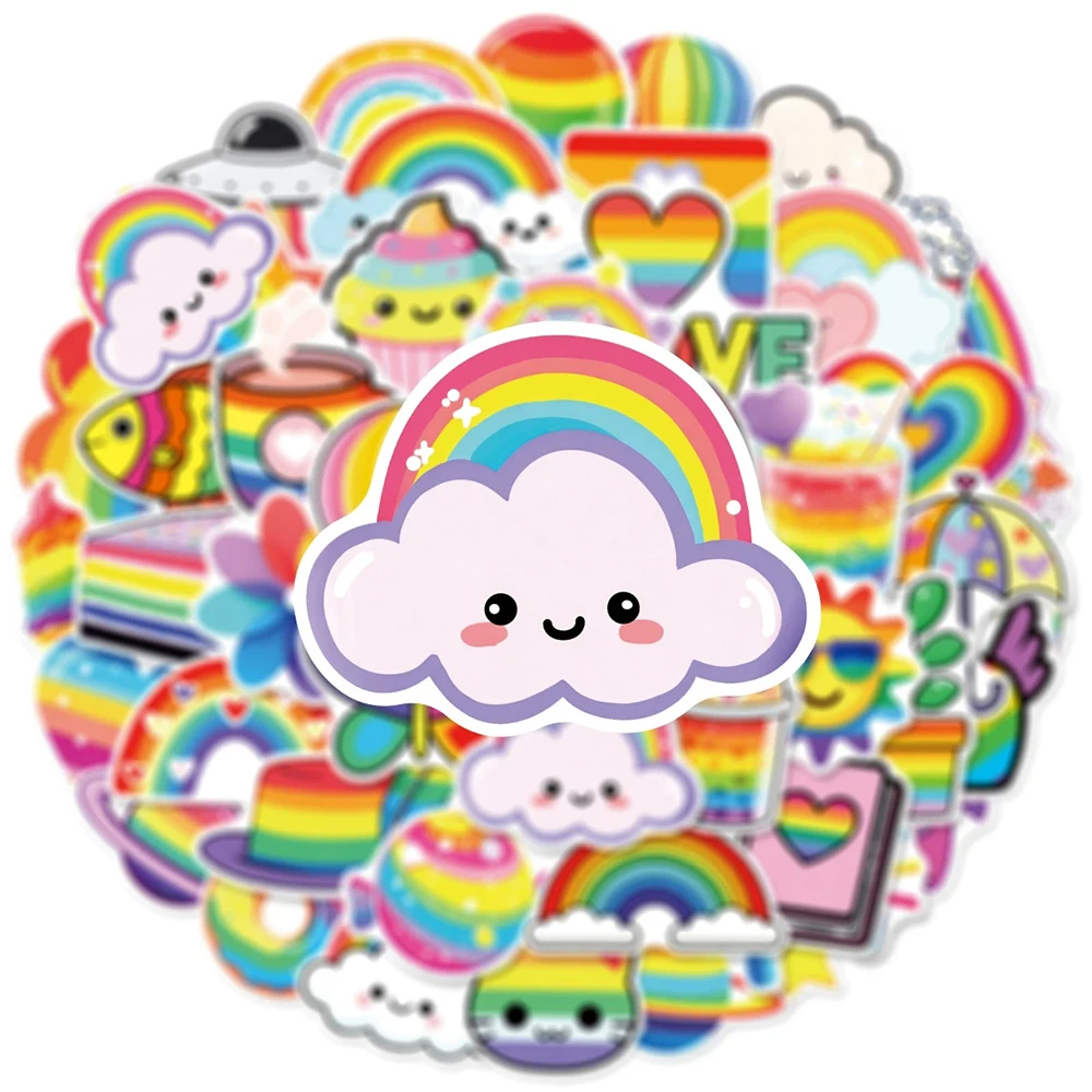 

10/30/50pcs Cute Rainbow Cloud Cartoon Stickers Creative Graffiti Decals Luggage Notebook Phone Car Kawaii Sticker for Kids Toy