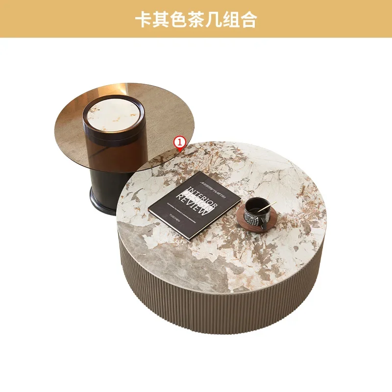 r8.12-modern living room Italian light luxury floor cabinet small apartment rock slab coffee table TV cabinet combination