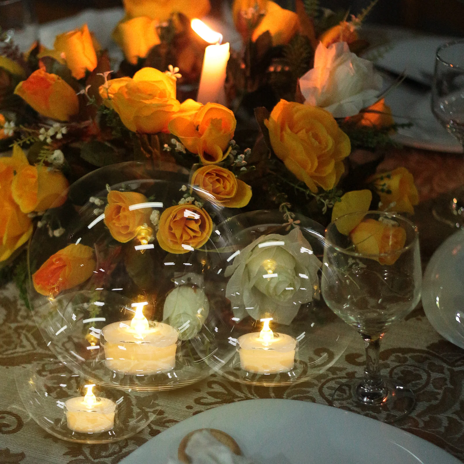 

3 Pcs Electronic C Holders LED Glass C Operated Flameless Lights for Party Table Centerpiece Decor