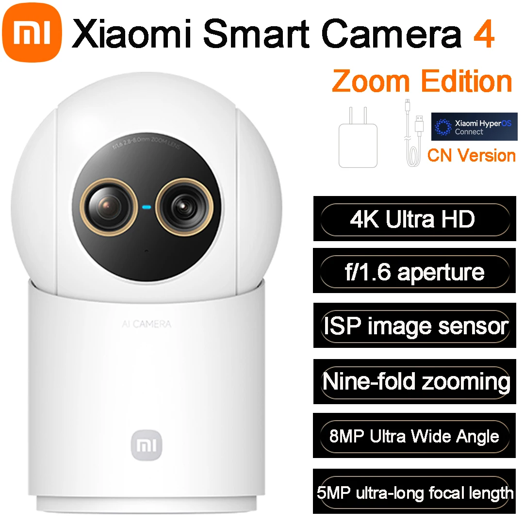 

Xiaomi Smart Camera 4 9X Zoom Edition 8MP+5MP Dual Cameras f/1.6 ISP Large Aperture 4K Image Sensor AI Humanoid Pet Detection